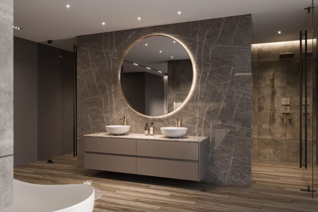 Covering salle de bain gris foncé – film architectural premium Hainaut